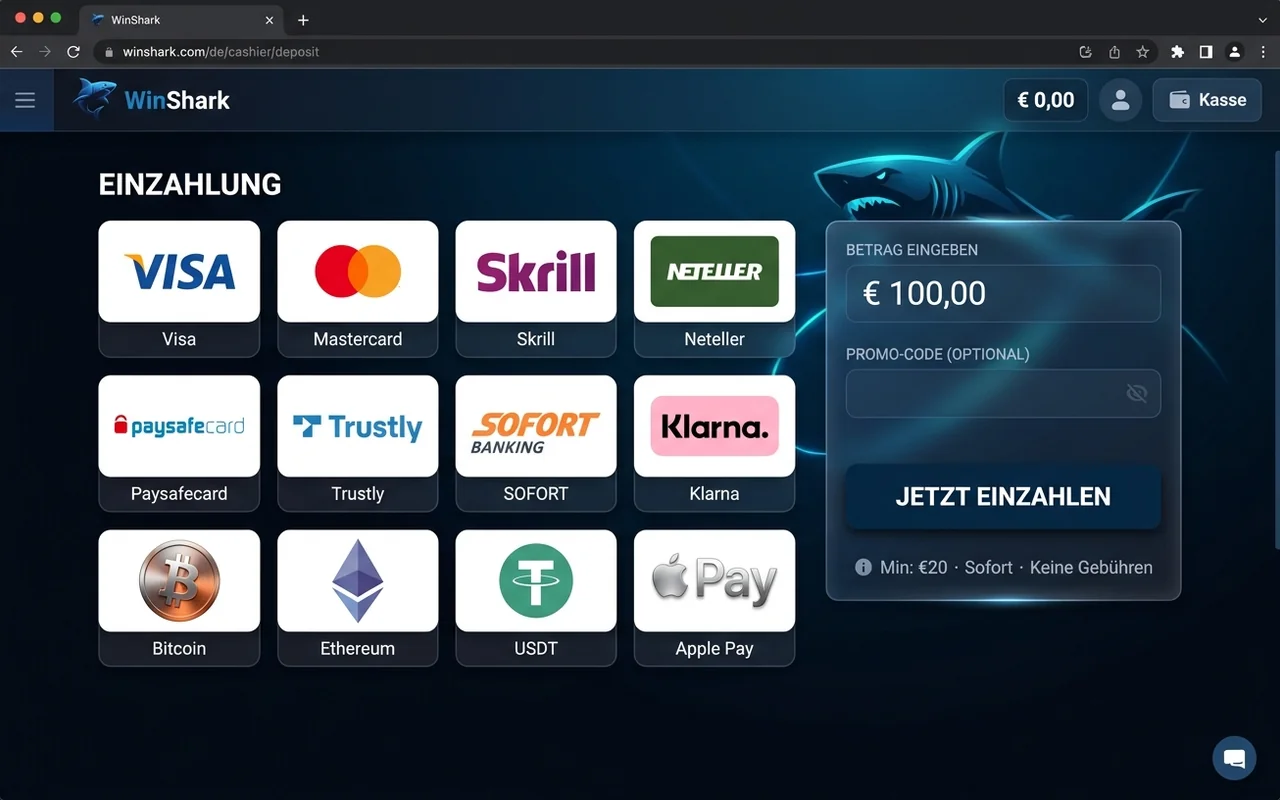 Zahlungsmethoden und Auszahlungen – WinShark