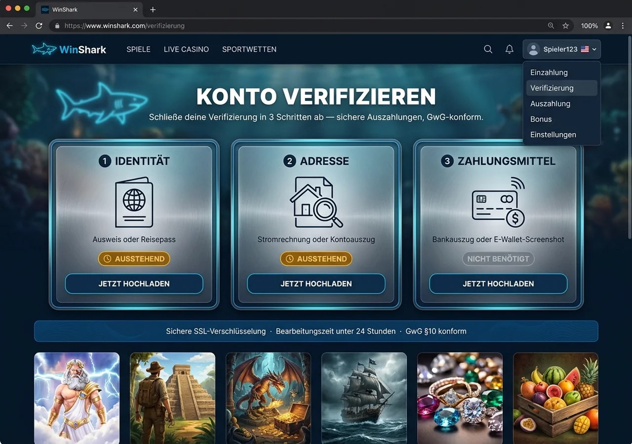 Konto-Verifizierung (KYC) – WinShark
