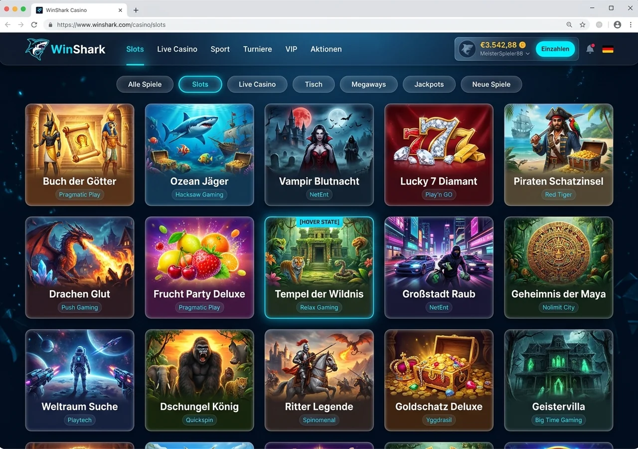 Spielangebot bei WinShark – WinShark